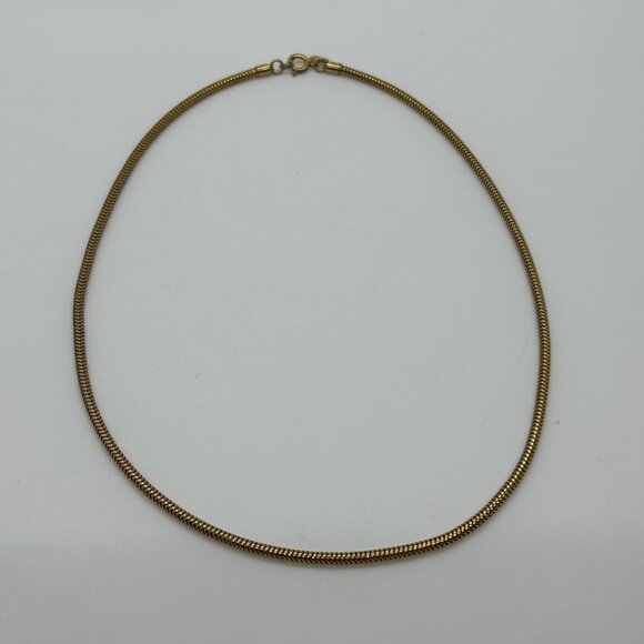 Vintage Monet Gold Snake Chain Necklace Choker Minimalist Jewelry 1970s 15 in. - Picture 11 of 13